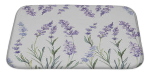 Bath Rug Mat No Slip Microfiber Memory Foam, White Watercolor Pattern With Lavender, 34x21 - gaudely