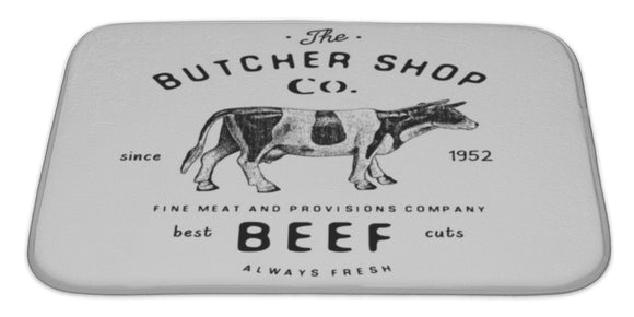 Bath Rug Mat No Slip Microfiber Memory Foam, Butcher Shop Vintage Emblem Beef Meat Products Butchery Logo Template Retro, 34x21 - gaudely