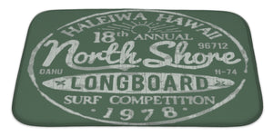 Bath Rug Mat No Slip Microfiber Memory Foam, North Shore Surf Themed Vintage Design, 34x21 - gaudely