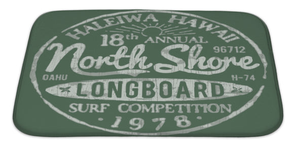 Bath Rug Mat No Slip Microfiber Memory Foam, North Shore Surf Themed Vintage Design, 34x21 - gaudely