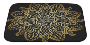 Bath Rug Mat No Slip Microfiber Memory Foam, Mandala Gold Black, 34x21 - gaudely