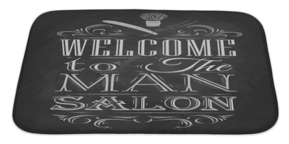 Poster Barbershop Welcome To The Man Sal Bath Mat, Microfiber, Foam With Non Skid Backing, 34