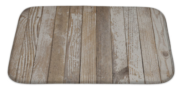 Image Of Old Wood Painted White Bath Mat, Microfiber, Foam With Non Skid Backing, 34