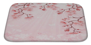 Japanese Cherry Blossom Bath Mat, Microfiber, Foam With Non Skid Backing, 34"x21", GN16910 - gaudely