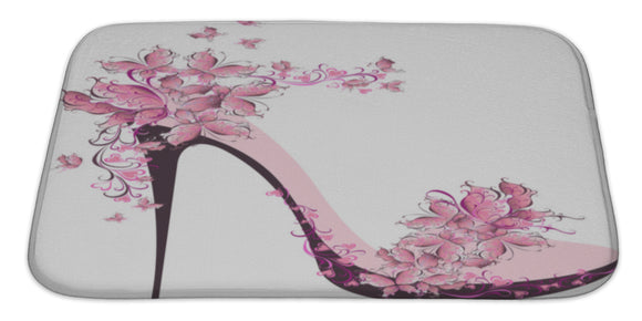 Shoes On A High Heel Decorated With Butt Bath Mat, Microfiber, Foam With Non Skid Backing, 34
