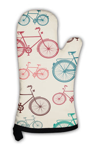 Oven Mitt, Vintage Bike Elements Pattern - gaudely