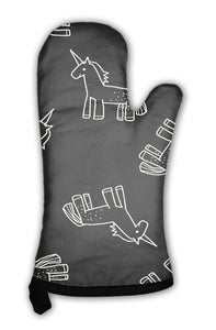 Oven Mitt, Unicorn Doodle Pattern - gaudely