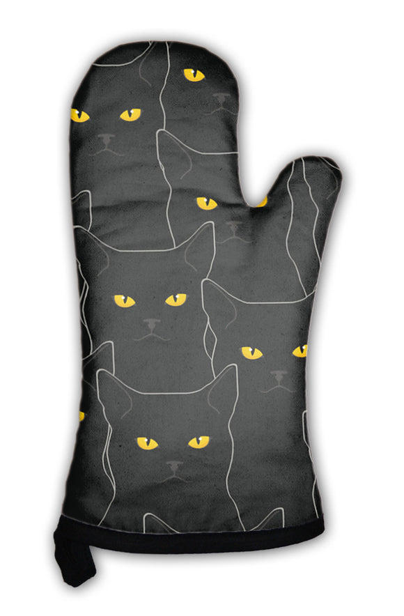 Oven Mitt, Black Cats Pattern - gaudely