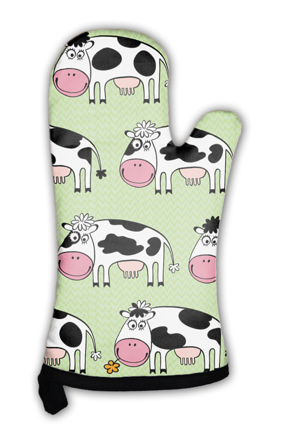 Oven Mitt, Cartoon Cows - gaudely