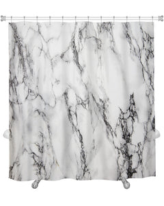 Shower Curtain, White Marble, 71x74 Inches - gaudely