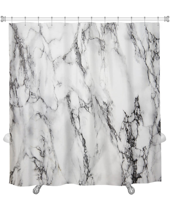 Shower Curtain, White Marble, 71x74 Inches - gaudely