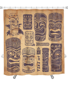 Shower Curtain, Vintage Aloha Tiki - gaudely