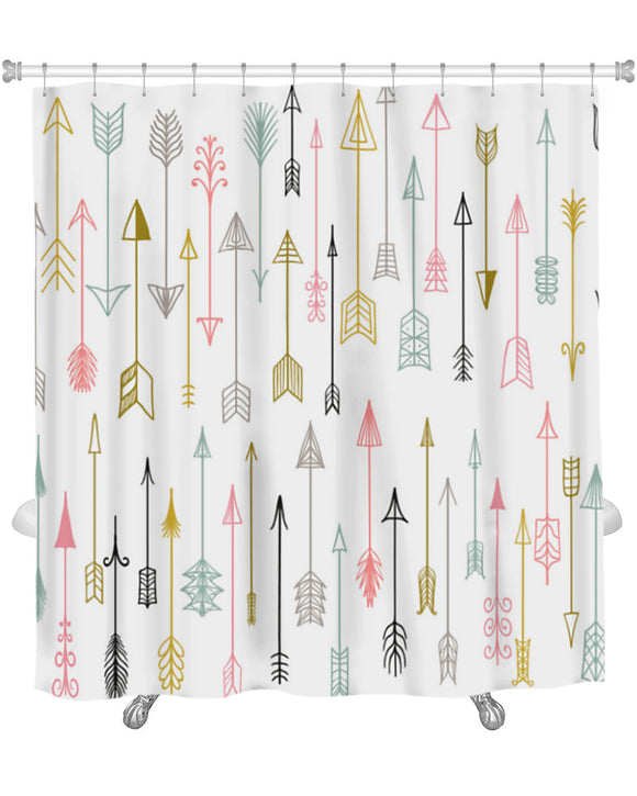 Shower Curtain, Hand Drawn Arrows Collection, 71x74 Inches - gaudely