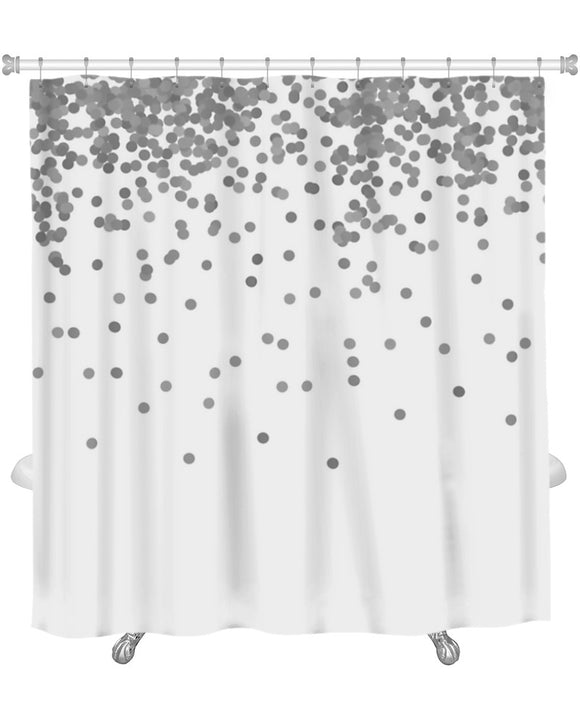 Shower Curtain Grey Confetti Isolated On White Grey Circle Pattern - gaudely