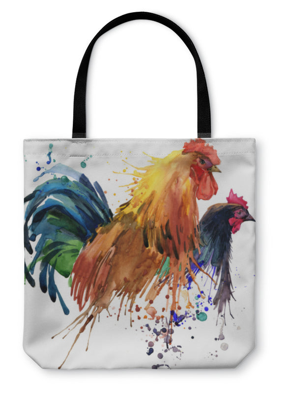 Tote Bag, Chicken And Rooster Splash - gaudely