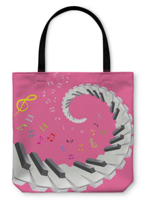 Tote Bag, Piano Keys And Notes - gaudely