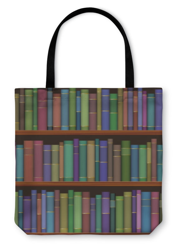Tote Bag, Library Shelves With Old Books - gaudely