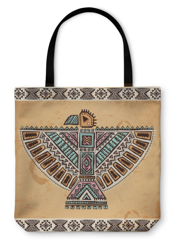 Tote Bag, Tribal Native American Eagle Symbols - gaudely