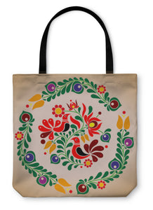 Tote Bag, Hungarian Kalocsai Ornament - gaudely