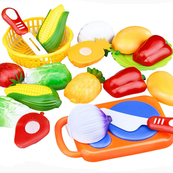 12PC /Set Plastic Kitchen toy Fruit Vegetable Cutting Kids Pretend Play Toy Educational Cook Cosplay kitchen toys - gaudely