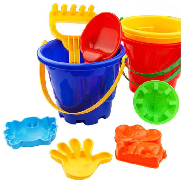 7Pcs Sand Sandbeach Kids Beach Toys Castle Bucket Spade Shovel Rake Water Tools High-grade beach barrels Beach toys for children - gaudely