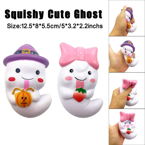 12cm Squishy Cute Ghost Squeeze Slow Rising Fun Toy Halloween Gift Phone Strap - gaudely