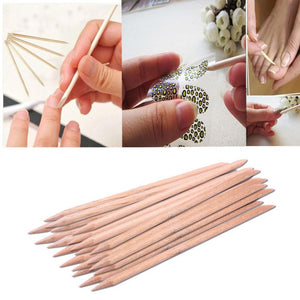 20Pcs Nail Art Orange Wood Stick Cuticle Pusher Remover Pedicure Manicure Tool - gaudely