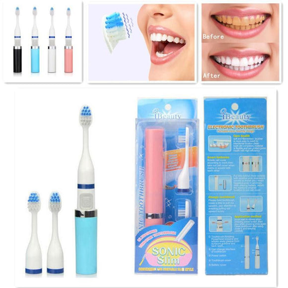 2 Brush Heads Sonic Electric Toothbrush for Adult Deep Cleaning Portable Sonic Toothbrushes Whitening Oral Hygiene - gaudely