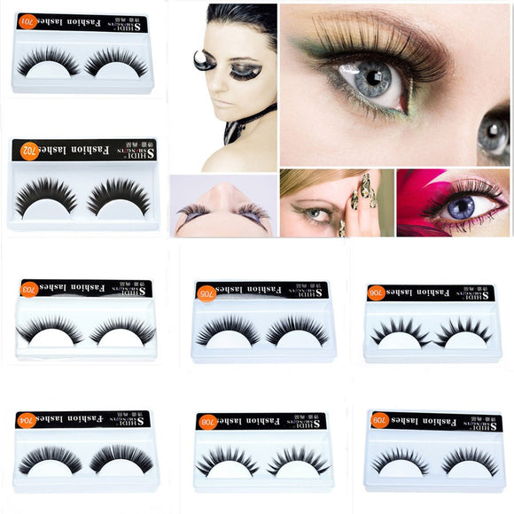 Famous Brand SHIDI SHANGPIN 1 Pairs Long 1cm-1.5cm Makeup Cross Thick False 3D Dense Eyelashes Eye Lashes Nautral dropship - gaudely