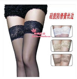 3 Pairs Anti-skid Silicone Thigh High Stockings Sexy Lace Trimming Top Lingerie Leg Stocking Socks - gaudely