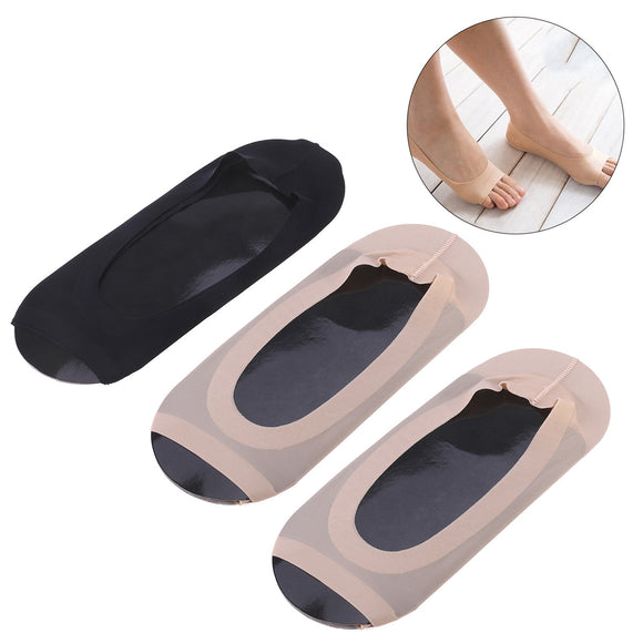 3 Pairs Invisible Peep Toe Socks Non-slip Heel Grip Low Cut Ankle Liner Toeless Socks - gaudely