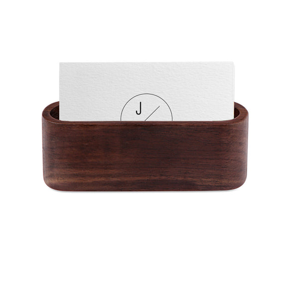 Wooden Business Card Holder Single Compartment Name Card Display Stand Shelf for Desk Desktop Countertop - gaudely