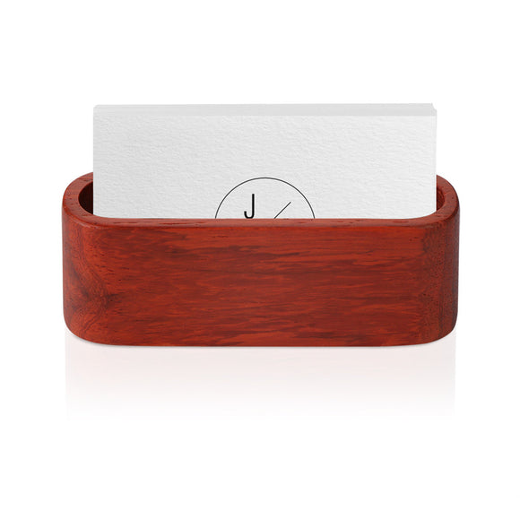 Wooden Business Card Holder Single Compartment Name Card Display Stand Shelf for Desk Desktop Countertop - gaudely