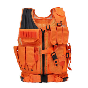 Bright Orange Hunting Vest Military Tactical Molle Airsoft Vest Outdoor Body Armor Swat Combat Painball Vest for Men - gaudely