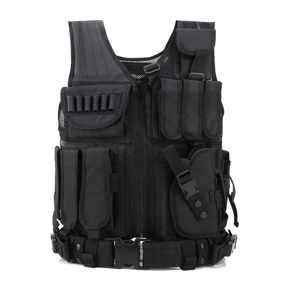 Military Tactical Vest Army Hunting Molle Airsoft Vest Outdoor Body Armor Swat Combat Painball Black Vest for Men - gaudely