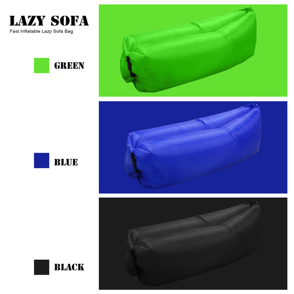 Fast Inflatable Lazy Sofa Bag Laybag Sleeping Bag Air Sleep Camping Bed Portable Nylon Beach Bed - gaudely