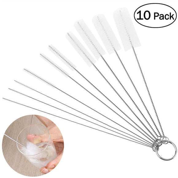 OUNONA 10pcs Nylon Tube Brushes Pipe Cleaning Brush for Drinking Straws Glasses Keyboards Jewelry Cleaning - gaudely