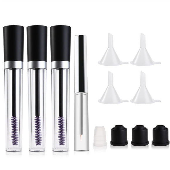 Etereauty 3pcs 7.5ml Empty Mascara Tube Eyelash Cream Bottles + 1pcs 7ml Eyeliner Bottle Containers + 4pcs Funnel - gaudely