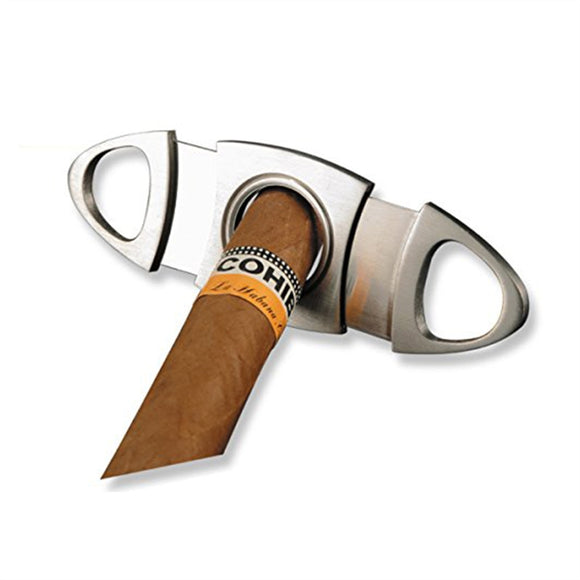 Cigar Cutter Stainless Steel Double Blade Guillotine Scissors for Most Size of Cigars - gaudely