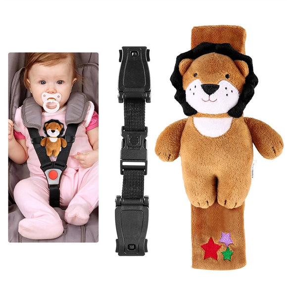YEAHIBABY Baby Seat Lock Safety Harness Belt Locking Buckle with A Plush Lion Cover for Child Car Chair Stroller Pram Pushchair - gaudely