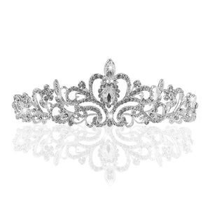 TINKSKY No Comb Wedding Bridal Prom Shining Crystal Rhinestones Crown Tiara Headband - gaudely