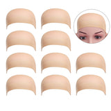 10 Pack Nylon Wig Caps Skin Color Stretchy Close End Stocking Wig Caps - gaudely