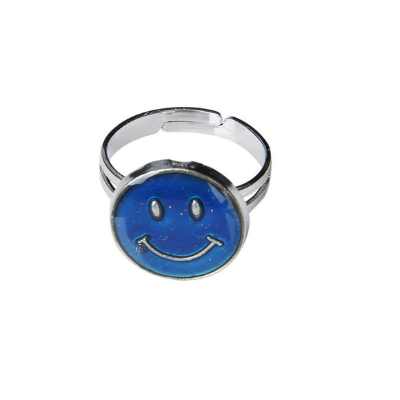 Adjustable Smiley Face Color Change Emotion Feeling Mood Ring Finger Ring - gaudely