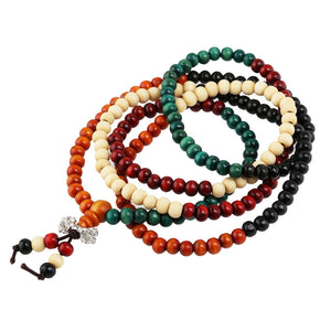 216pcs Sandal Wood Buddhist Bracelet Necklace Buddha Mala - gaudely