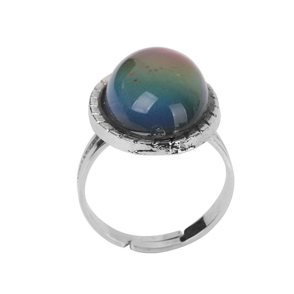 Vintage Style Jewelry Adjustable Oval Color Changing Mood Ring - gaudely