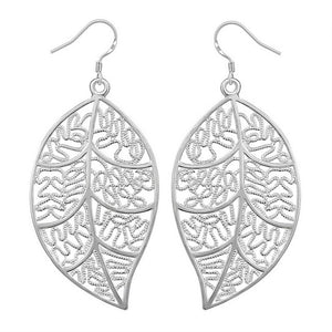 Hollow Hook Leaf Dangle Earrings Jewelry - gaudely