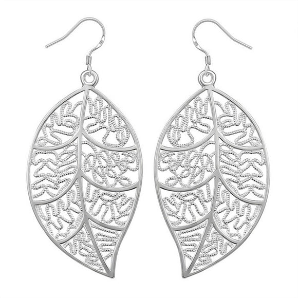 Hollow Hook Leaf Dangle Earrings Jewelry - gaudely