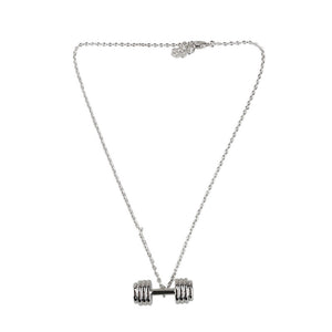 Fashion Jewelry Unisex Fitness Dumbbell Design Pendant Necklace Chain - gaudely