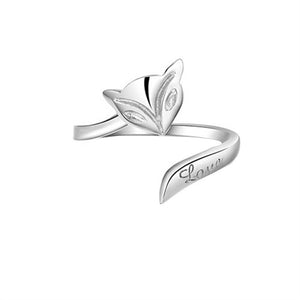 Lady Fox Style Adjustable 925 Sterling Silver Finger Ring - gaudely