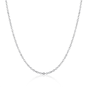 18K White Gold Round Cable Chain Diamond Pendant Necklace - gaudely